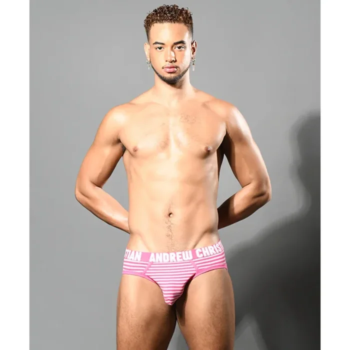 Andrew Christian Ultra Pink Stripe Brief Pink White