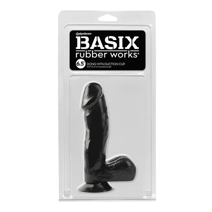 Basix Rubber Works 6.5″ Dong with Suction Cup Black