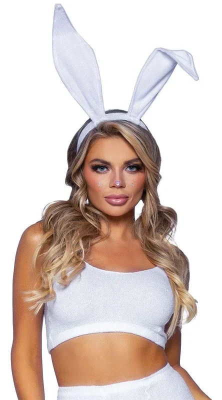 Bendable Velvet Bunny Ears – White