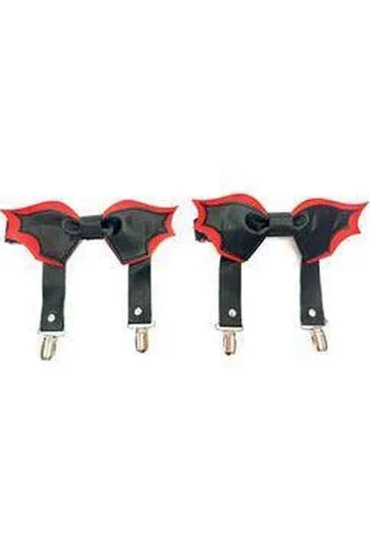Black/Red Bat Leg Garters