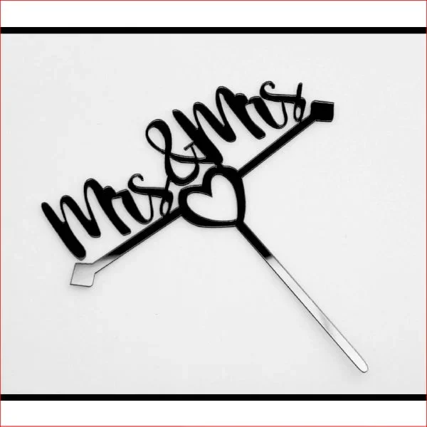 Cake Topper Black Mrs & Mrs flat