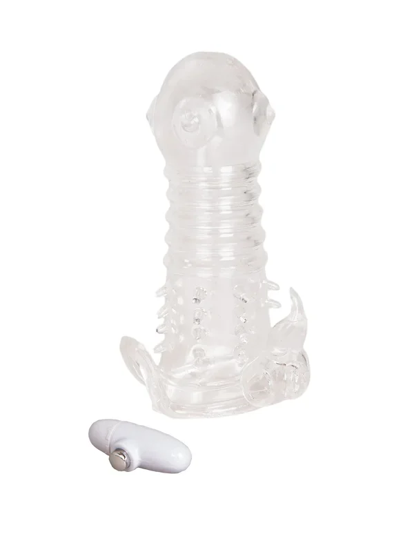 Clear Vibrating Penis Sleeve with Stimulators