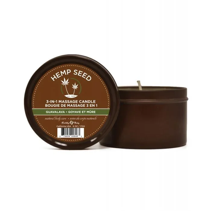 Earthly Body Hemp Candle 3 IN 1 Round Tin Guavalava