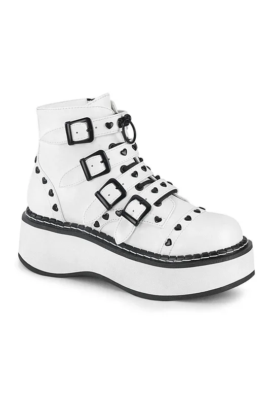 EMILY-315 Ankle Boot | White Faux Leather