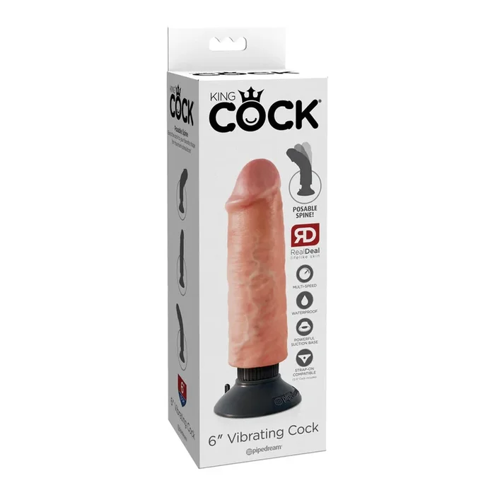 King Cock 6″ Vibrating Cock Flesh