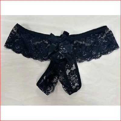 Lace Crutchless G-String Black 14