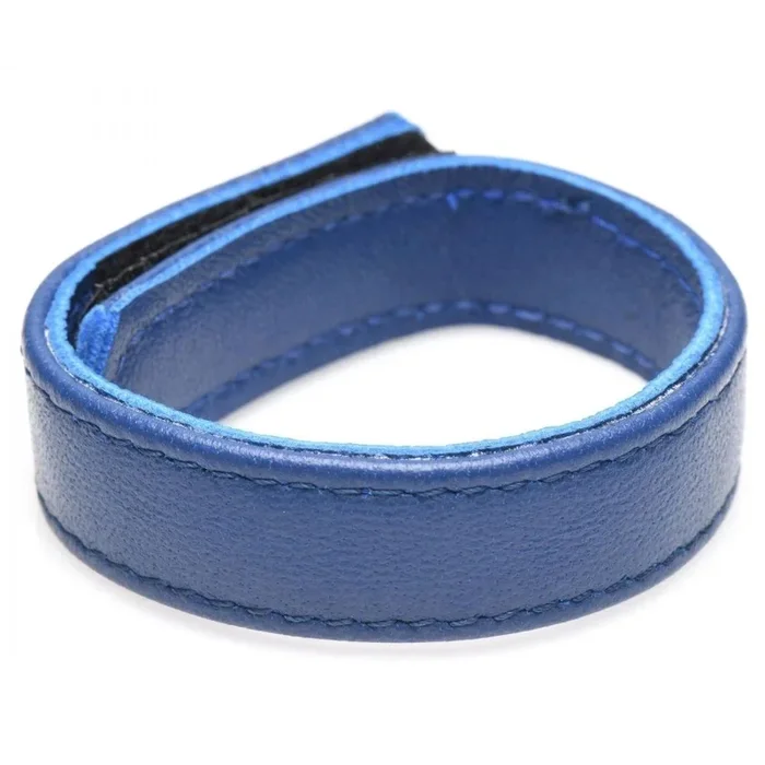 Leather Velcro Style Cockring Cock Strap – Blue