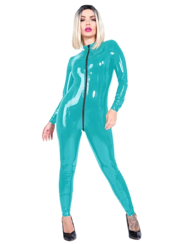 Limited Edition – Heavy Duty (.55) Classic Latex Catsuit in Turquoise