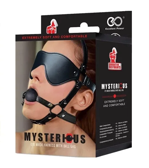 Mysterious Eye Mask Harness with Silicone Ball Gag – Premium Bondage Restraint Set