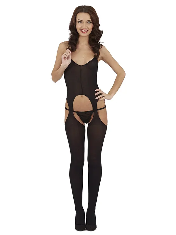 Opaque Suspender Bodystocking – One Size