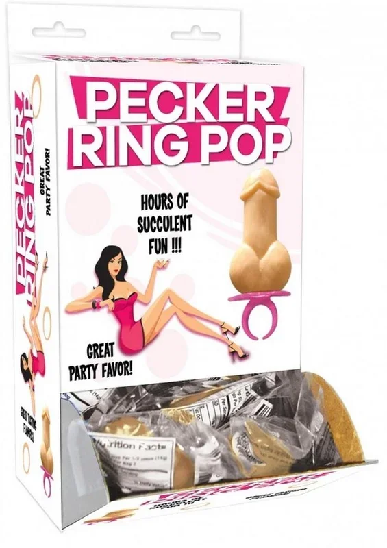 Pecker Ring Penis Shaped Candy Ring Pop (12 Piece Display) – Assorted Flavors