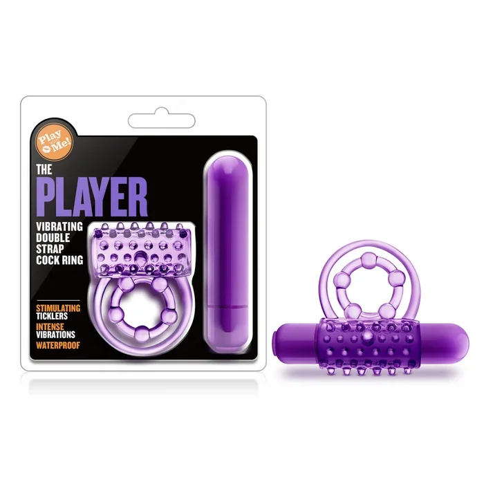Play With Me the Player Vibrating Double Strap Ring Purple