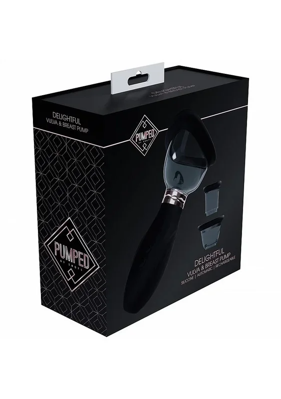 Pumped – Delightful – Automatic – 5 Speed – Silicone – Rechargeable Vulva, Clitoral, Nipple & Breast – Black