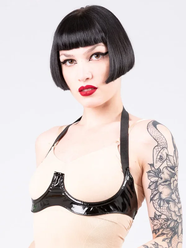 PVC Saucy Halter Open Bra – One Size