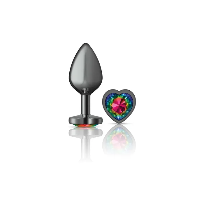 Rainbow Heart Gem Gunmetal Metal Plug – Md