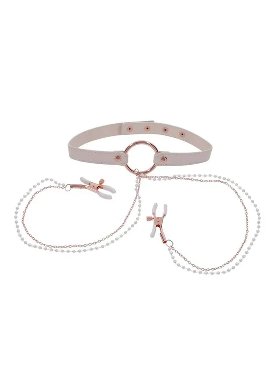 Sex and Miscielf Peaches ‘N Creame Collar with Nipple Clamps