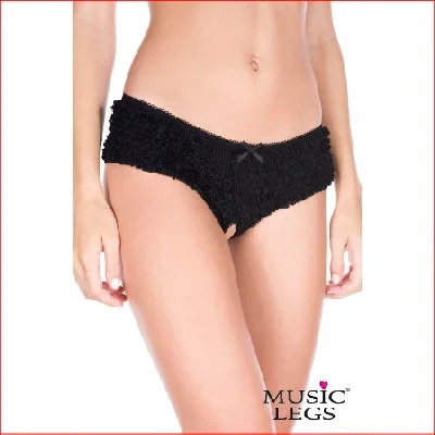 Soft Ruffle Mesh Crotchless BlkM/L