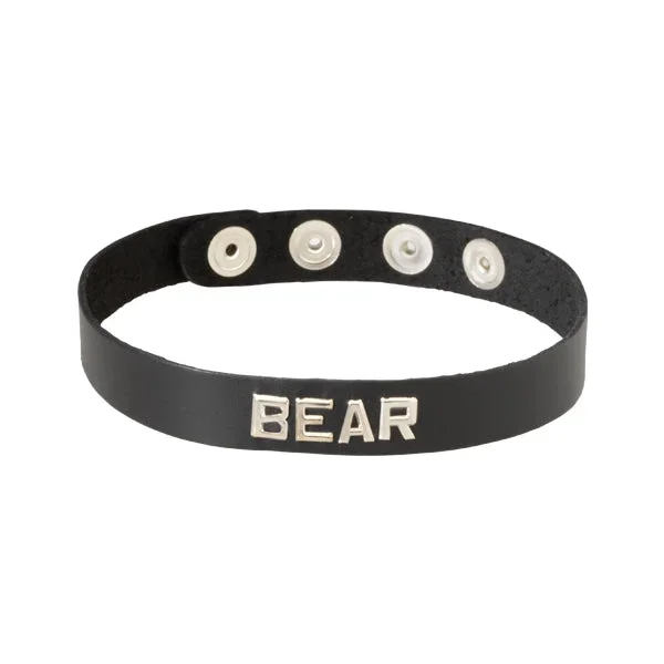 Spartacus Leather BEAR Wordband Adjustable Collar Black