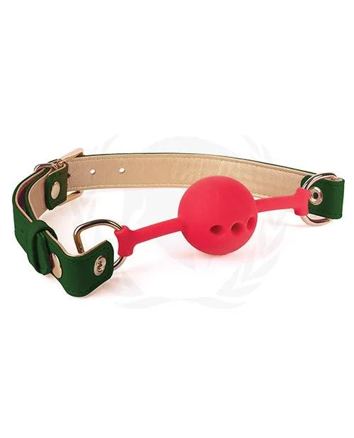 Spartacus Silicone Ball Gag W-green Gold Pu Straps – 46 Mm