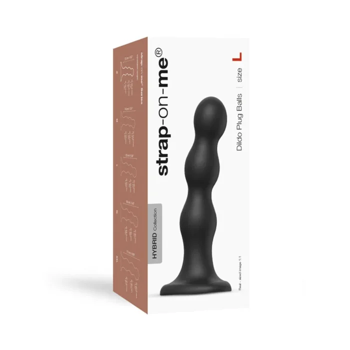 Strap-On-Me Hybrid Collection Silicone Dildo Plug Balls Black Large
