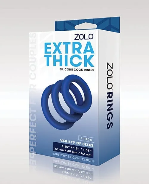 ZOLO Extra Thick Silicone Cock Rings – Blue Pack Of 3